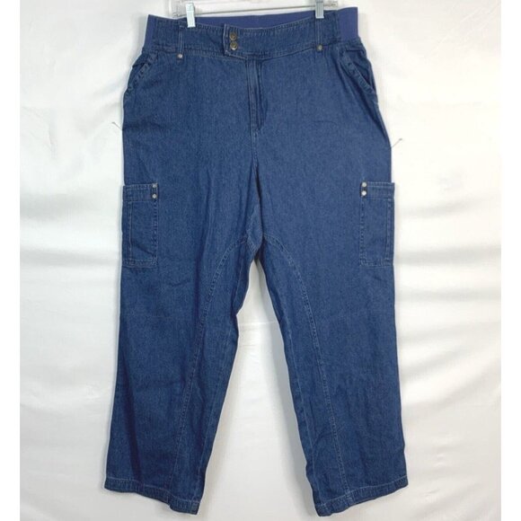 Woman Within NWOT Double Button Front Comfort Waistband Cargo Jean Sz 30 Petite - Picture 13 of 16